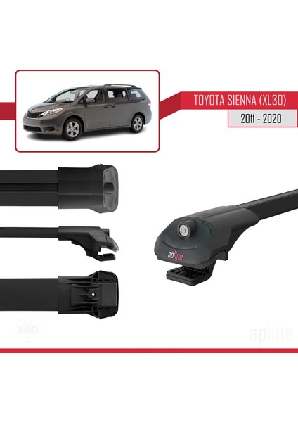 Toyota Sienna 3 (XL30) 2011-2020 Arası ile Uyumlu Ace-1 Ara Atkı Tavan Barı Siyah 2 Adet