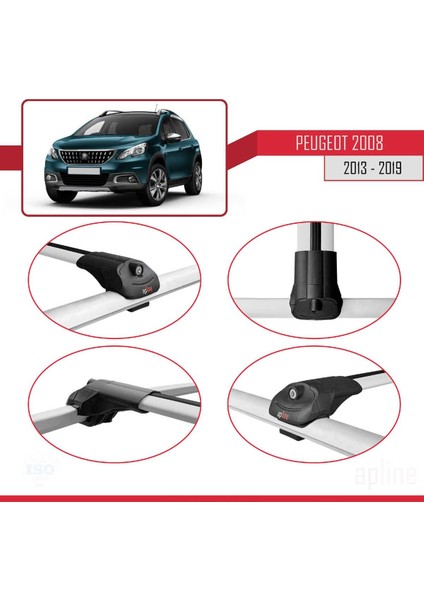 Peugeot 2008 (A94) 2013-2019 Arası ile Uyumlu Ace-1 Ara Atkı Tavan Barı Gri 3 Adet fırsatları