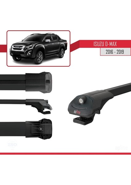 Isuzu D-Max 2 (RT85) Post-Facelift 2016-2019 Arası ile Uyumlu Ace-1 Ara Atkı Tavan Barı Siyah 3 Adet