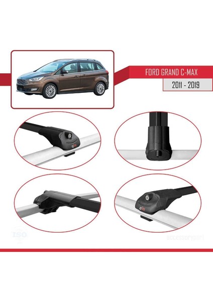 Ford Grand C-Max 2011-2019 Arası ile Uyumlu Ace-1 Ara Atkı Tavan Barı Siyah