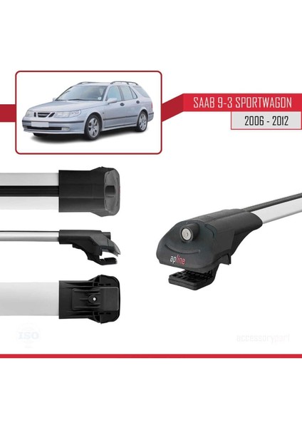 Saab 9-3 Sportwagon 2006-2012 Arası ile Uyumlu Ace-1 Ara Atkı Tavan Barı Gri 3 Adet Bar modelleri