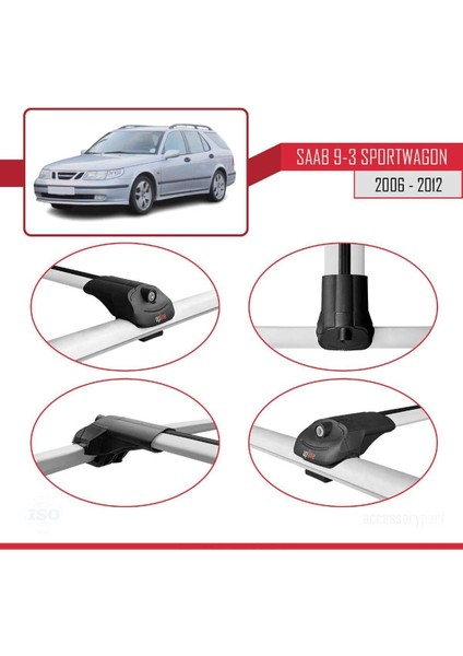 Saab 9-3 Sportwagon 2006-2012 Arası ile Uyumlu Ace-1 Ara Atkı Tavan Barı Gri 3 Adet Bar fırsatları