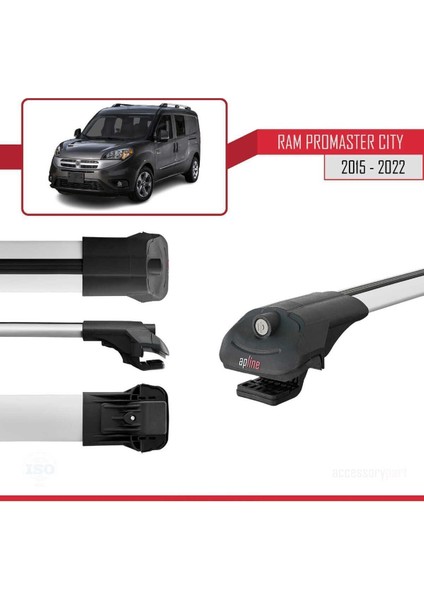 Ram Promaster City 2015-2022 Arası ile Uyumlu Ace-1 Ara Atkı Tavan Barı Gri 3 Adet Bar