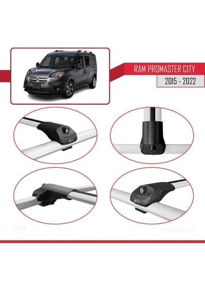 Ram Promaster City 2015-2022 Arası ile Uyumlu Ace-1 Ara Atkı Tavan Barı Gri 3 Adet Bar
