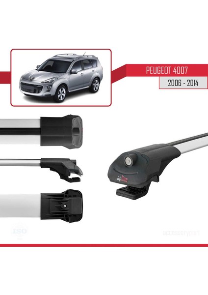 Peugeot 4007 2006-2014 Arası ile Uyumlu Ace-1 Ara Atkı Tavan Barı Gri 3 Adet Bar