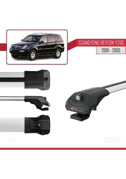 Ssangyong Rexton Y200 2001-2005 Arası ile Uyumlu Ace-1 Ara Atkı Tavan Barı Gri