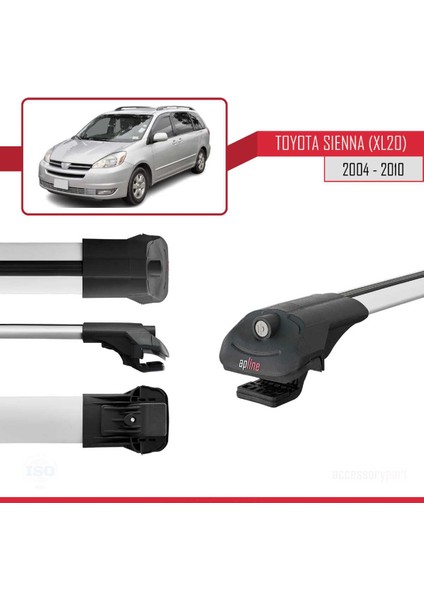 Toyota Sienna (XL20) 2004-2010 Arası ile Uyumlu Ace-1 Ara Atkı Tavan Barı Gri 3 Adet Bar