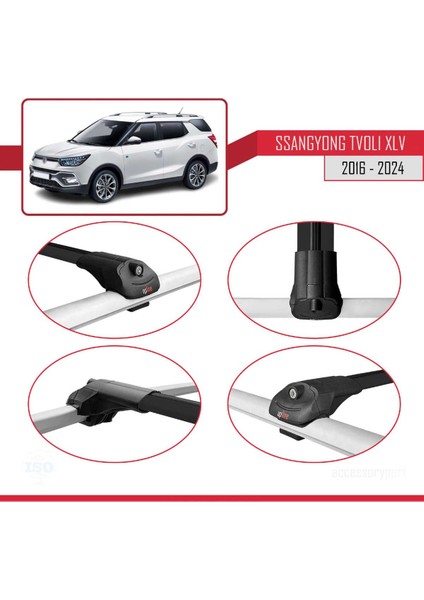 Ssangyong Tivoli Xlv 2016 ve Sonrası ile Uyumlu Ace-1 Ara Atkı Tavan Barı Siyah 3 Adet Bar