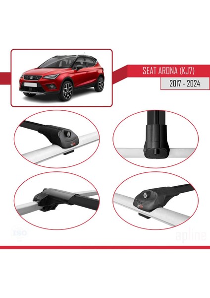 Seat Arona (Kj7) 2017 ve Sonrası ile Uyumlu Ace-1 Ara Atkı Tavan Barı Siyah 3 Adet