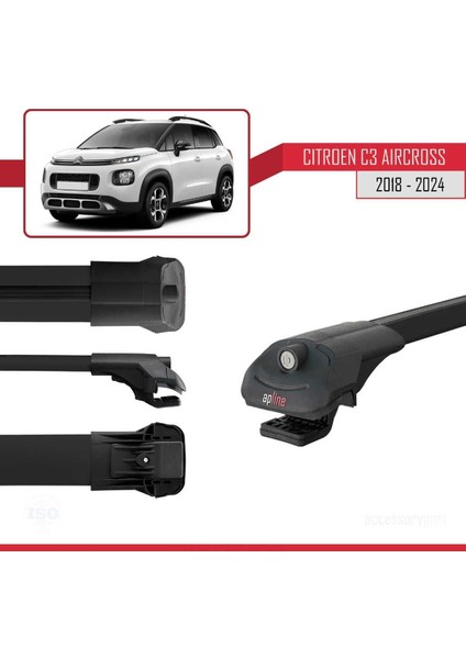 Citroen C3 Aircross 2018 ve Sonrası ile Uyumlu Ace-1 Ara Atkı Tavan Barı Siyah 3 Adet Bar modelleri