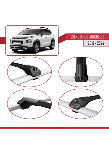 Citroen C3 Aircross 2018 ve Sonrası ile Uyumlu Ace-1 Ara Atkı Tavan Barı Siyah 3 Adet Bar fırsatları