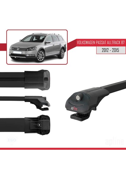 Vw Passat Alltrack B7 2012-2015 Arası ile Uyumlu Ace-1 Ara Atkı Tavan Barı Siyah 3 Adet Bar