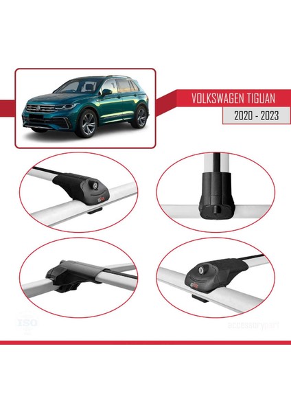 Volkswagen Tiguan 2 (Ax1) Post-Facelift 2020-2023 Arası ile Uyumlu Ace-1 Ara Atkı Tavan Barı Gri 2 A fırsatları