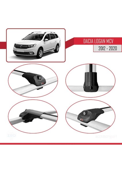 Dacia Logan Mcv 2012-2020 Arası ile Uyumlu Ace-1 Ara Atkı Tavan Barı Gri