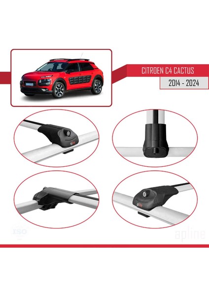 Citroen C4 Cactus 2014-2021 Arası ile Uyumlu Ace-1 Ara Atkı Tavan Barı Gri 2 Adet