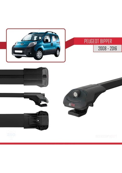 Peugeot Bipper 2008-2016 Arası ile Uyumlu Ace-1 Ara Atkı Tavan Barı Siyah 4 Adet Bar