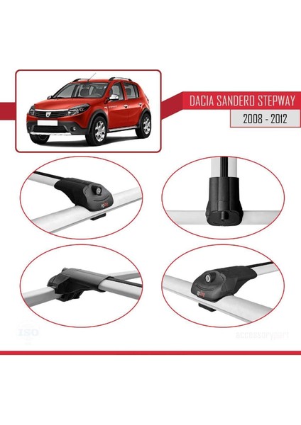 Dacia Sandero Stepway 2008-2012 Arası ile Uyumlu Ace-1 Ara Atkı Tavan Barı Gri fırsatları
