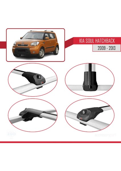 Kia Soul Hatchback 2009-2013 Arası ile Uyumlu Ace-1 Ara Atkı Tavan Barı Gri fırsatları