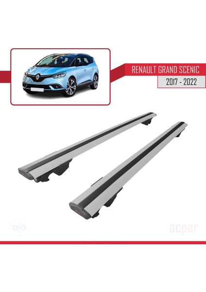 Renault Grand Scenic 2017-2022 Arası ile Uyumlu Hook Model Anahtar Kilitli Ara Atkı Tavan Barı Gri fırsatları