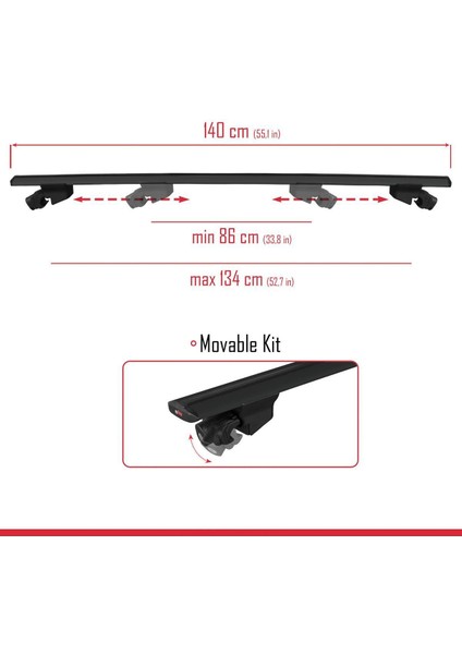 Citroen Berlingo 2024 2025 Hook Model Anahtar Kilitli Ara Atkı Tavan Barı Siyah modelleri