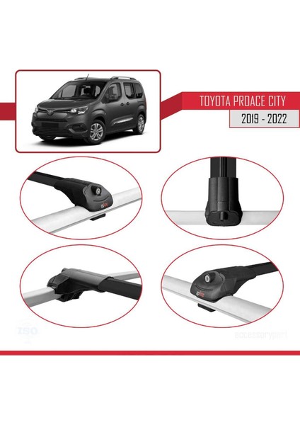 Toyota Proace City 2019-2022 Arası ile Uyumlu Ace-1 Ara Atkı Tavan Barı Siyah 4 Adet Bar