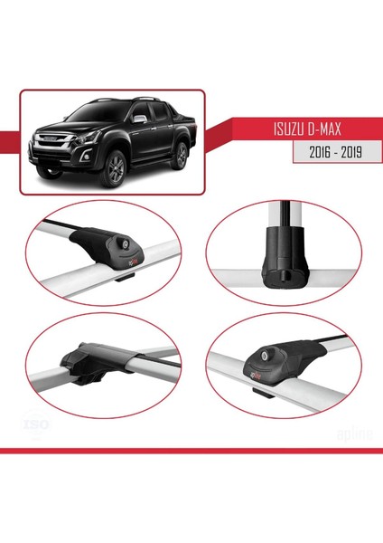 Isuzu D-Max 2 (RT85) Post-Facelift 2016-2019 Arası ile Uyumlu Ace-1 Ara Atkı Tavan Barı Gri 3 Adet fırsatları