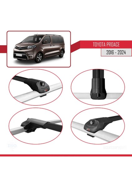 Toyota Proace 2016 ve Sonrası ile Uyumlu Ace-1 Ara Atkı Tavan Barı Siyah 3 Adet Bar