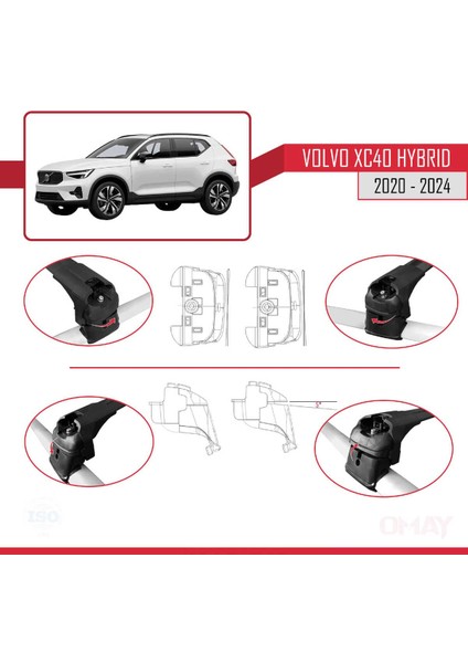 Volvo XC40 (Hybrid) 2020 ve Sonrası ile Uyumlu Ace-2 Ara Atkı Tavan Barı Siyah fırsatları