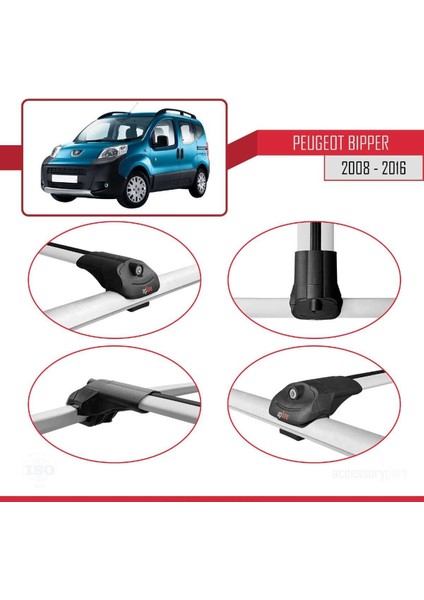 Peugeot Bipper 2008-2016 Arası ile Uyumlu Ace-1 Ara Atkı Tavan Barı Gri 3 Adet Bar