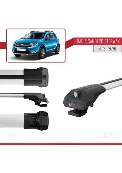 Dacia Sandero Stepway 2012-2020 Arası ile Uyumlu Ace-1 Ara Atkı Tavan Barı Gri 3 Adet Bar