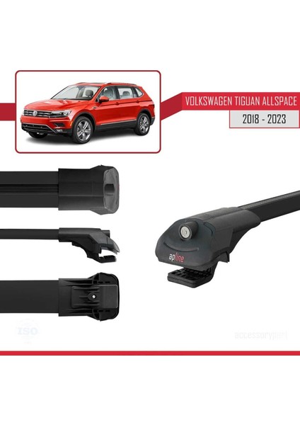 Vw Tiguan Allspace 2018-2023 Arası ile Uyumlu Ace-1 Ara Atkı Tavan Barı Siyah 3 Adet Bar modelleri