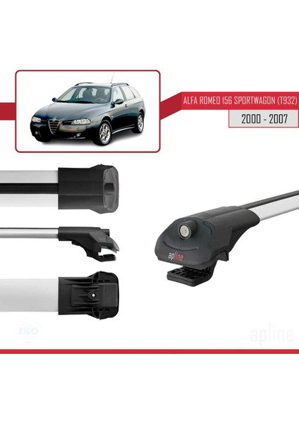 Alfa Romeo 156 (T932) Sw 2000-2006 Arası ile Uyumlu Ace-1 Ara Atkı Tavan Barı Gri 3 Adet