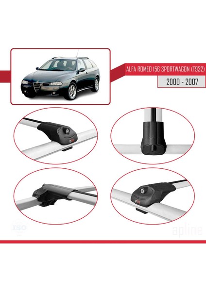 Alfa Romeo 156 (T932) Sw 2000-2006 Arası ile Uyumlu Ace-1 Ara Atkı Tavan Barı Gri 3 Adet