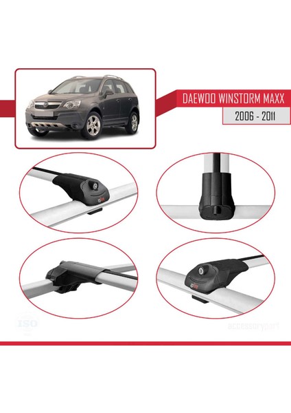 Daewoo Winstorm Maxx 2006-2011 Arası ile Uyumlu Ace-1 Ara Atkı Tavan Barı Gri