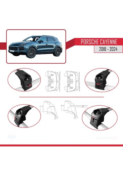 Porsche Cayenne 2018 ve Sonrası ile Uyumlu Ace-2 Ara Atkı Tavan Barı Gri