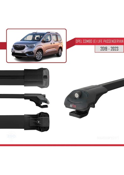 Opel Combo (E) Life Passengervan 2019-2023 Arası ile Uyumlu Ace-1 Ara Atkı Tavan Barı Siyah