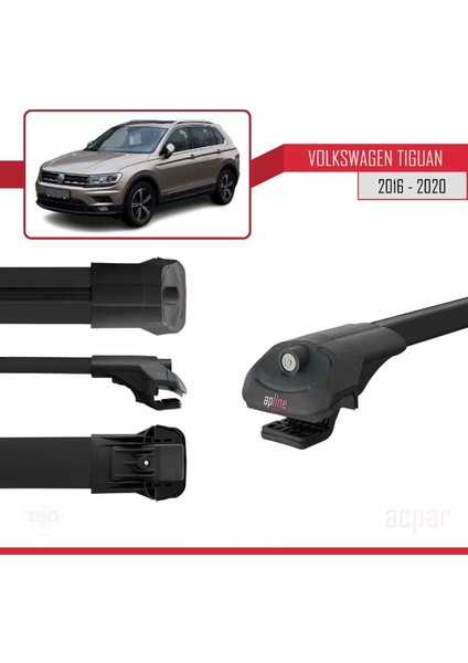 Volkswagen Tiguan 2016-2020 Arası ile Uyumlu Ace-1 Ara Atkı Tavan Barı Siyah modelleri