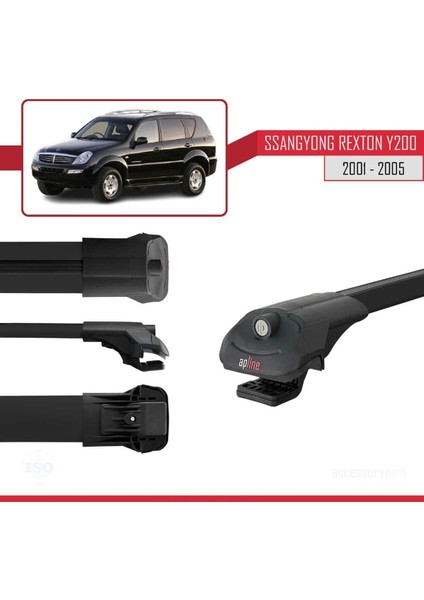 Ssangyong Rexton Y200 2001-2005 Arası ile Uyumlu Ace-1 Ara Atkı Tavan Barı Siyah modelleri