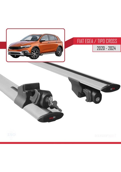 Fiat Egea Cross Ara Atkı 2020 2021 2022 2023 2024 2025 Hook Uyumlu Anahtar Kilitli Tavan Barı Gri