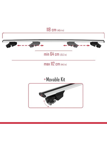 Fiat Egea Cross Ara Atkı 2020 2021 2022 2023 2024 2025 Hook Uyumlu Anahtar Kilitli Tavan Barı Gri