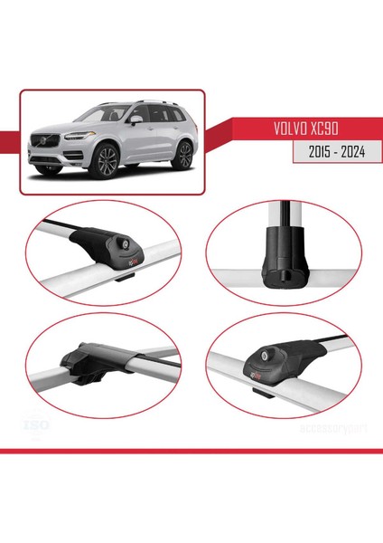 Silinecek Volvo XC90 2015 ve Sonrası ile Uyumlu Ace-1 Ara Atkı Tavan Barı Gri fırsatları