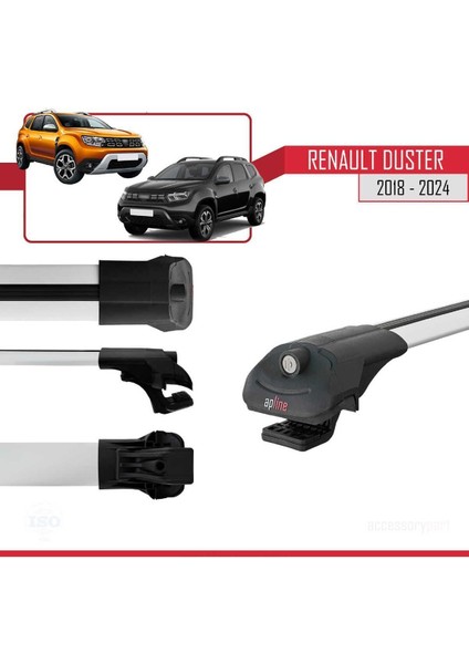 Renault Duster (Hm) 2018 ve Sonrası ile Uyumlu Ace-1 Ara Atkı Tavan Barı Gri