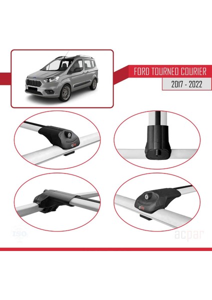 Ford Tourneo Courier 2017-2022 Arası ile Uyumlu Ace-1 Ara Atkı Tavan Barı Gri fırsatları