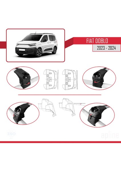 Fiat Doblo 3 2023 ve Sonrası ile Uyumlu Ace-2 Ara Atkı Tavan Barı Gri 2 Adet