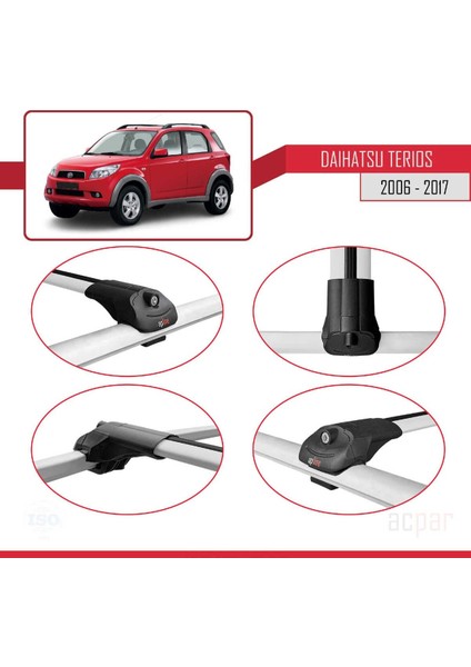 Daihatsu Terios 2006-2017 Arası ile Uyumlu Ace-1 Ara Atkı Tavan Barı Gri