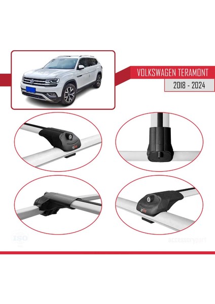 Volkswagen Teramont 2018 ve Sonrası ile Uyumlu Ace-1 Ara Atkı Tavan Barı Gri fırsatları