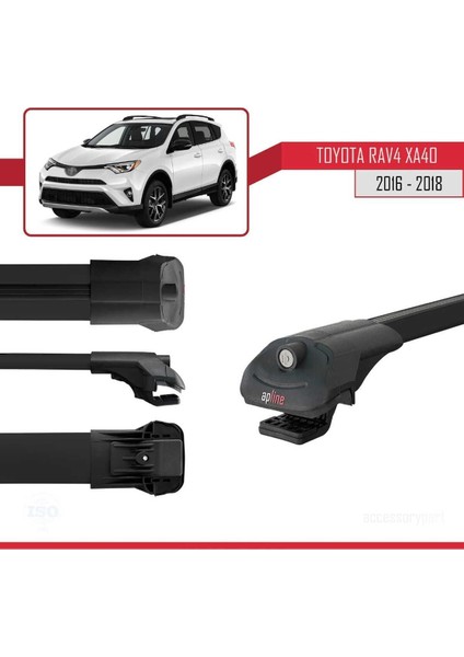 Toyota Rav4 (XA40) 2016-2018 Arası ile Uyumlu Ace-1 Ara Atkı Tavan Barı Siyah 3 Adet Bar