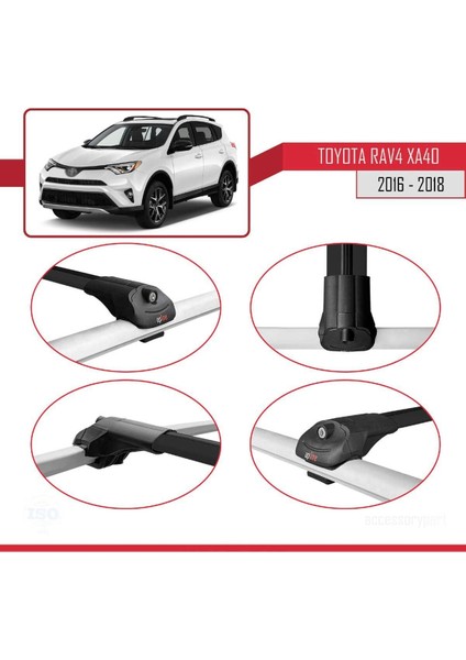 Toyota Rav4 (XA40) 2016-2018 Arası ile Uyumlu Ace-1 Ara Atkı Tavan Barı Siyah 3 Adet Bar