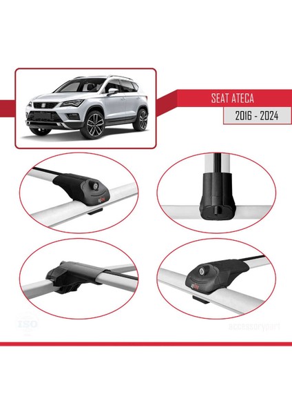 Seat Ateca (Kh7) 2016 ve Sonrası ile Uyumlu Ace-1 Ara Atkı Tavan Barı Gri 2 Adet fırsatları