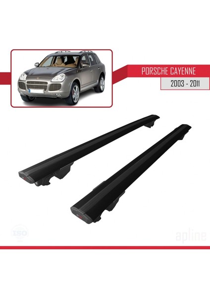 Porsche Cayenne (9pa) 2003-2010 Arası ile Uyumlu Hook Model Ara Atkı Tavan Barı Siyah 2 Adet